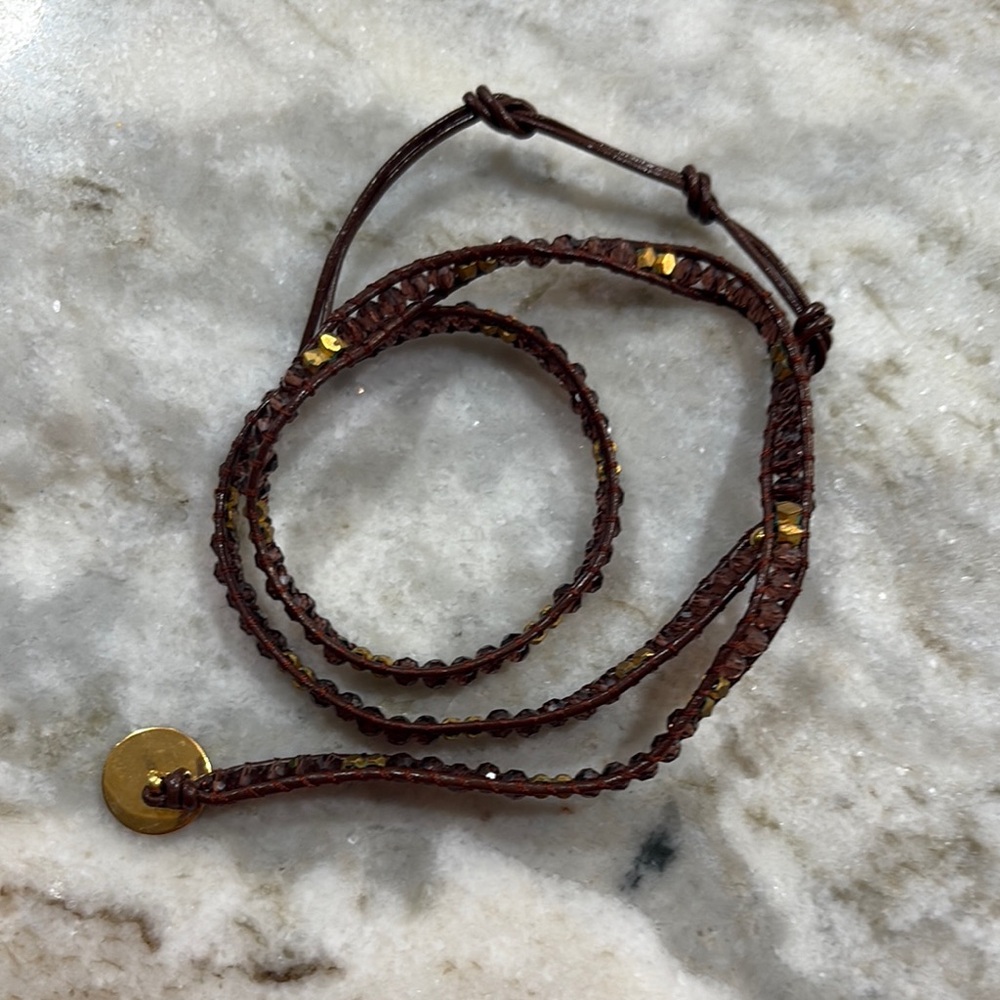 Gold and Brown Beaded Bracelet with Rustic Charm